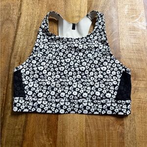 Brooks Black and White Floral Sports Bra